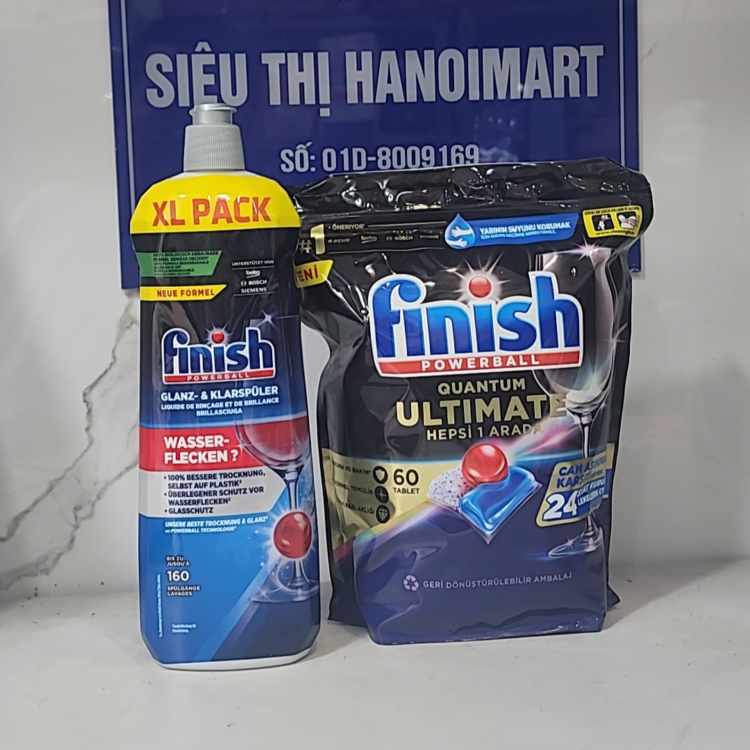 Combo 60 Viên rửa bát Finish Quantum ultimate hoặc Nước Bóng Finish 400ml
