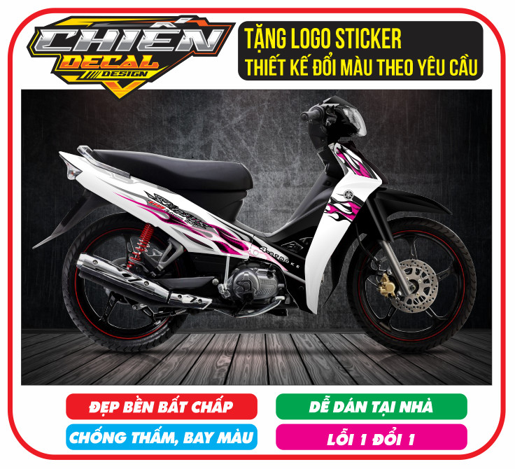 Tem lửa sirius rc trắng đen hồng, tem rời sirius chế