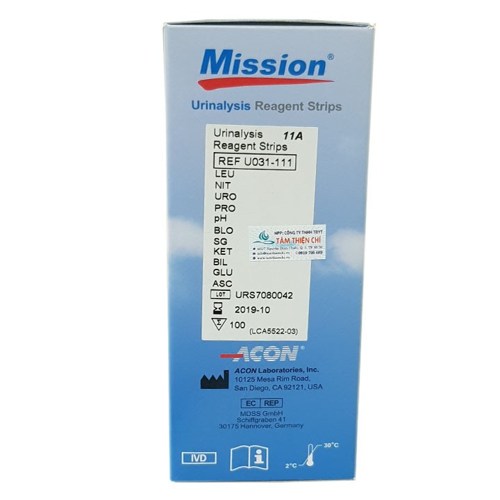 Que thử nước tiểu Acon Mission 11 thông số (100 que)