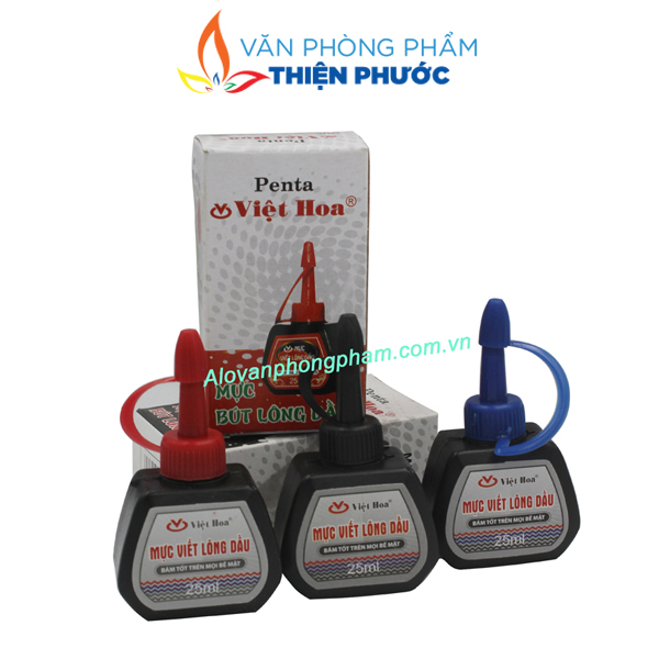 Mực lông dầu Penta 25ml 3 màu xanh đỏ đen THIỆN PHƯỚC