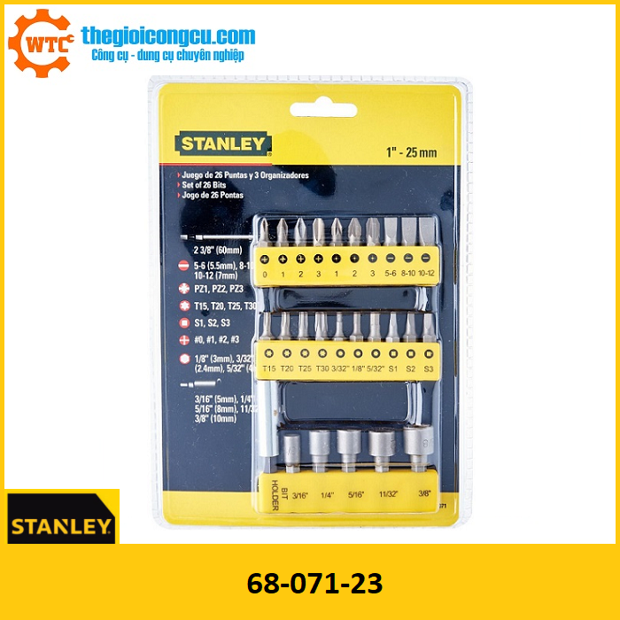 Mũi vặn vít bộ 29 chi tiết Stanley 6807123