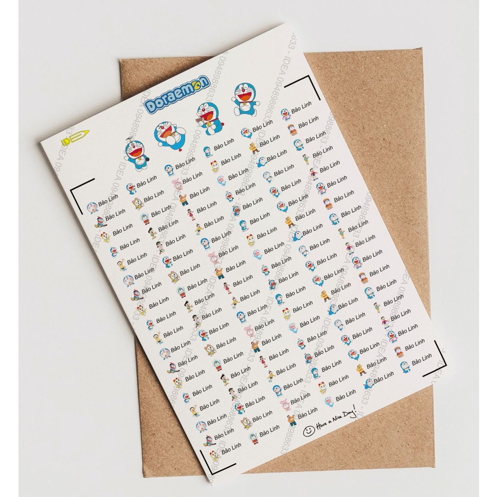 108 STICKER DÁN ĐỒ DÙNG HỌC TẬP TÊN BÉ (IN THEO YÊU CẦU)