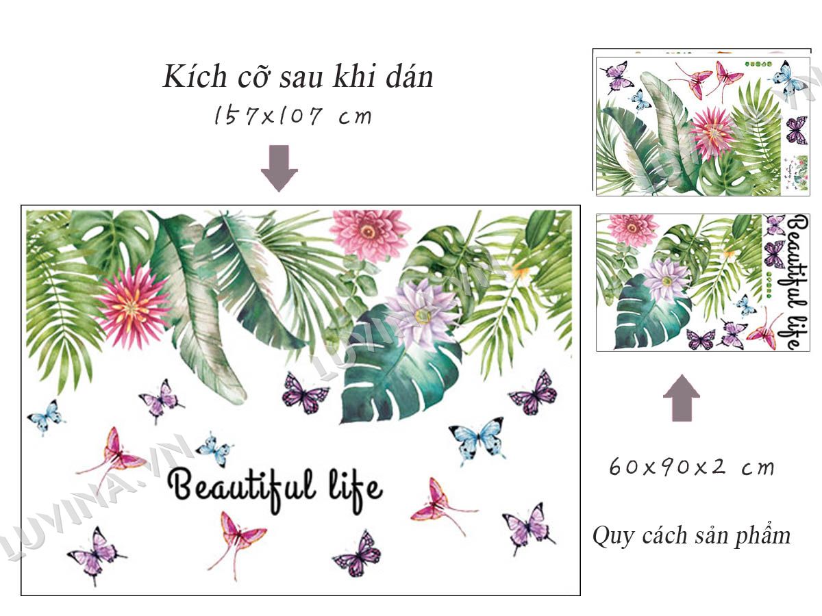 DECAL DÁN TƯỜNG BEAUTIFUL LIFE