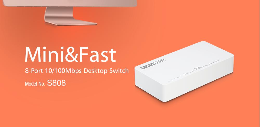 [HCM]Switch 8 cổng 10/100Mbps TOTOLINK S808 - Hãng phân phối chính thức