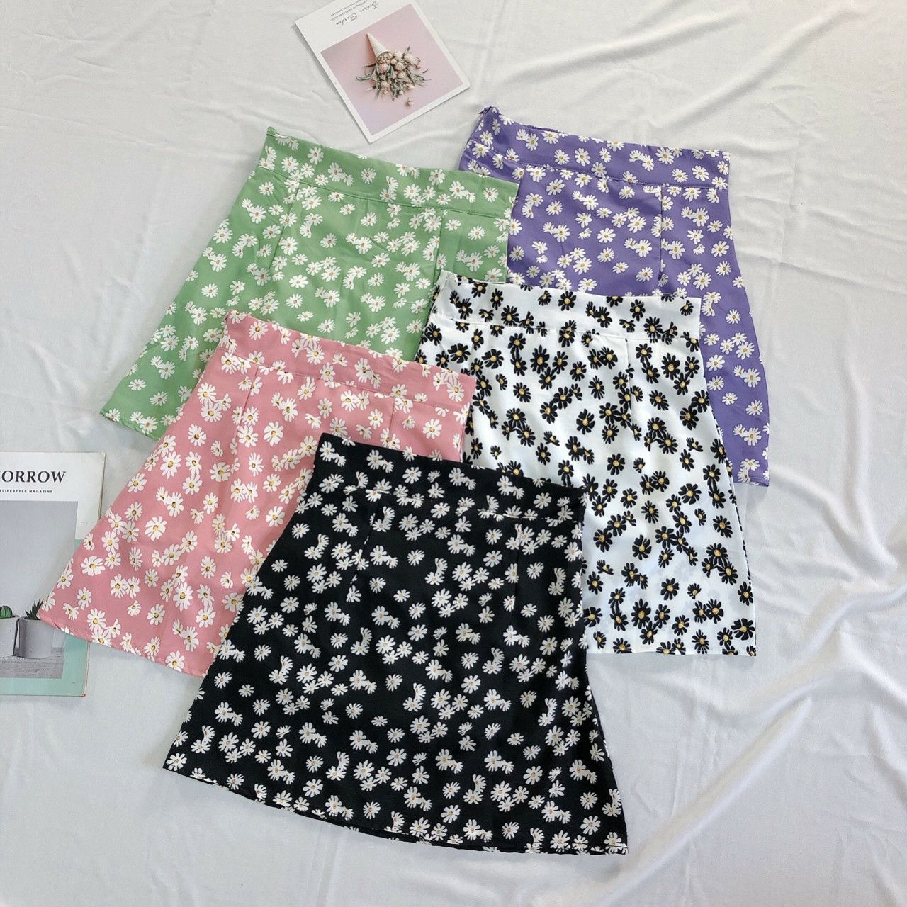 CHÂN VÁY BÔNG CÚC DÁNG CHỮ A VÁY CÓ QUẦN TRONG FORM 50 KG TRỞ LẠI