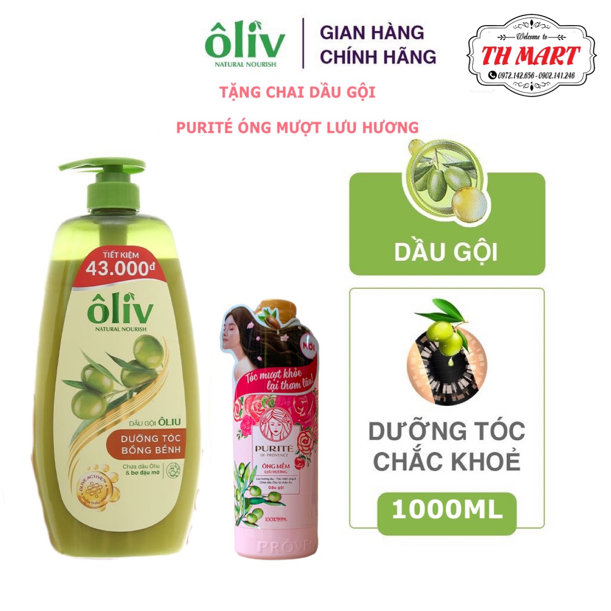 Dầu gội đầu tinh dầu ôliv dưỡng tóc bồng bềnh tóc chắc khoẻ Chai 1lit