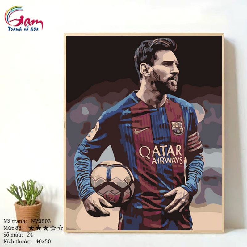 Tranh số hoá gam lionel messi căng khung 40x50cm nv0803