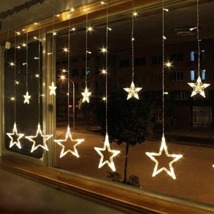 Dây đèn led nháy nhiều màu hình ngôi sang trang trí noel, tết - Đèn led nháy ngôi sao trang trí rèm cửa rực rỡ