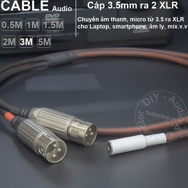 3.5mm female to 2 xlr diy male adapter 0.5 to 5 meters