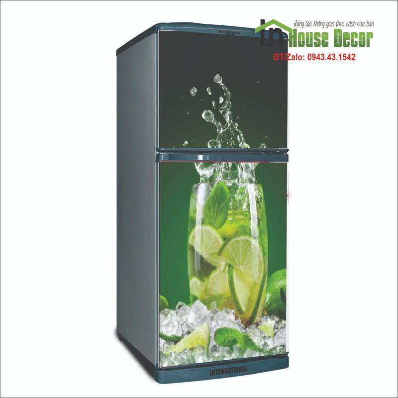 Tranh dán tủ lạnh Decan dán tủ lạnh 3d cốc nước chanh