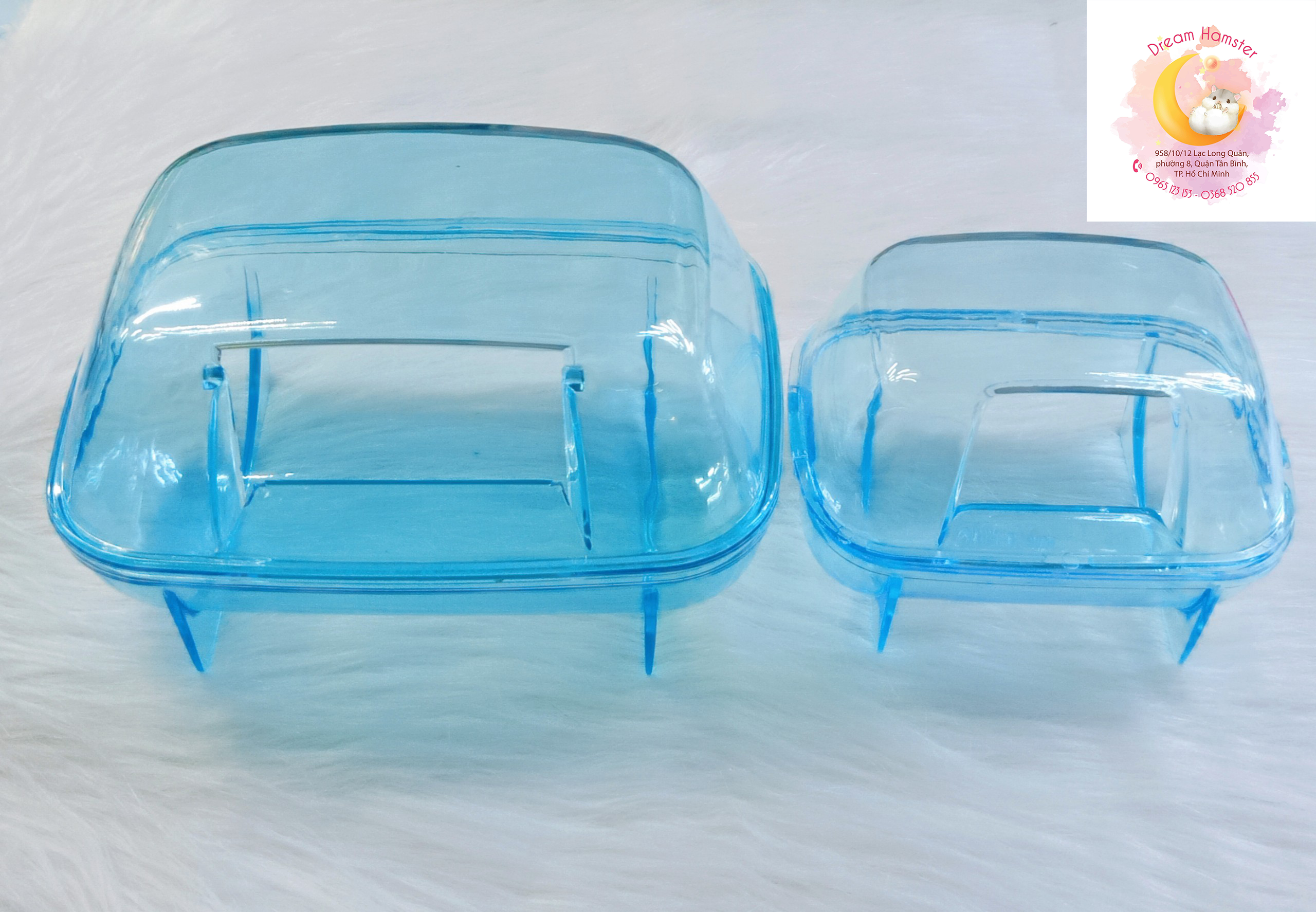 Nhà tắm mica vuông size đại cho hamster