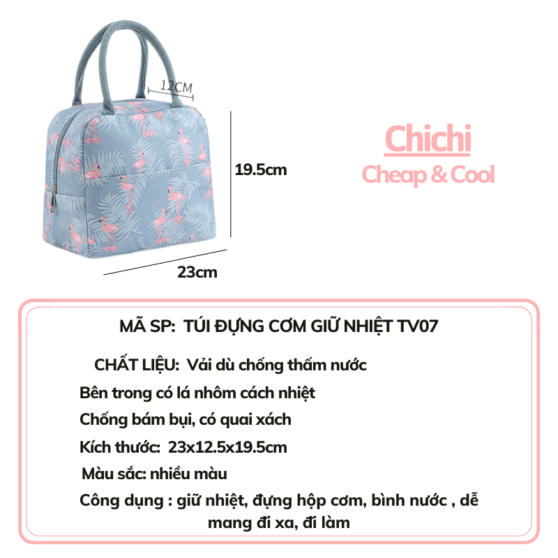 Túi đựng hộp cơm giữ nhiệt văn phòng cỡ lớn chống thấm nước ChiChi TV07