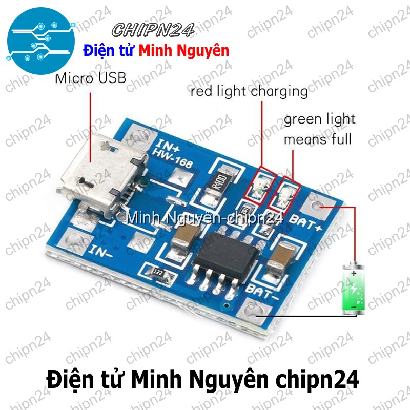[1 cái] (F20.2) Mạch Sạc Pin TP4056 Cổng Micro USB (Mạch sạc pin 18650) - HH001509