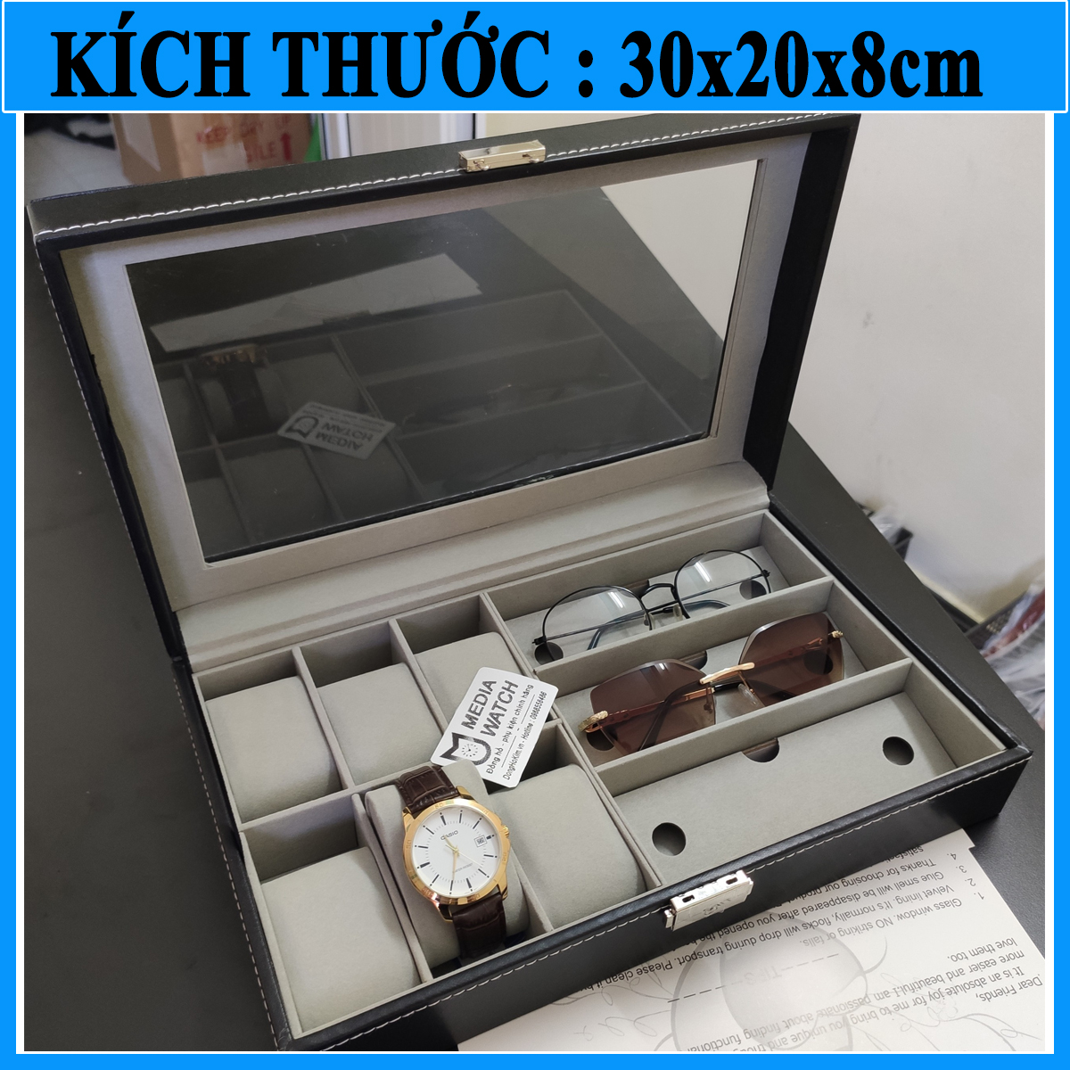 FREESHIP - Hộp đựng đồng hồ 6 chiếc và kính mắt 3 chiếc