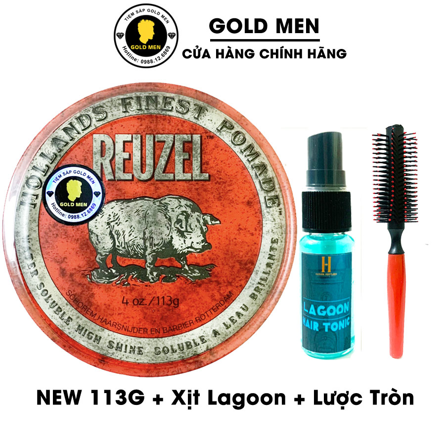 Sáp vuốt tóc Reuzel Red Pomade, Pomade vuốt tóc + Tặng quà