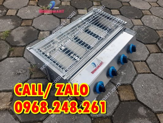 Bếp Nướng Gas Không Khói Nướng Hàu 4 họng nướng, inox không gỉ