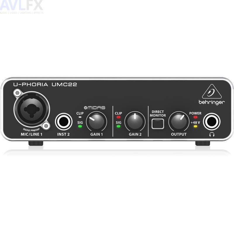 Sound card thu âm 48v Behringer Uphoria UMC22