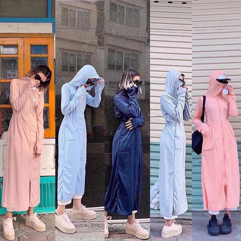Ao chong nang nu- áo chống nắng toàn thân nữ- áo chống nắng dáng dài- áo nắng nữ free size