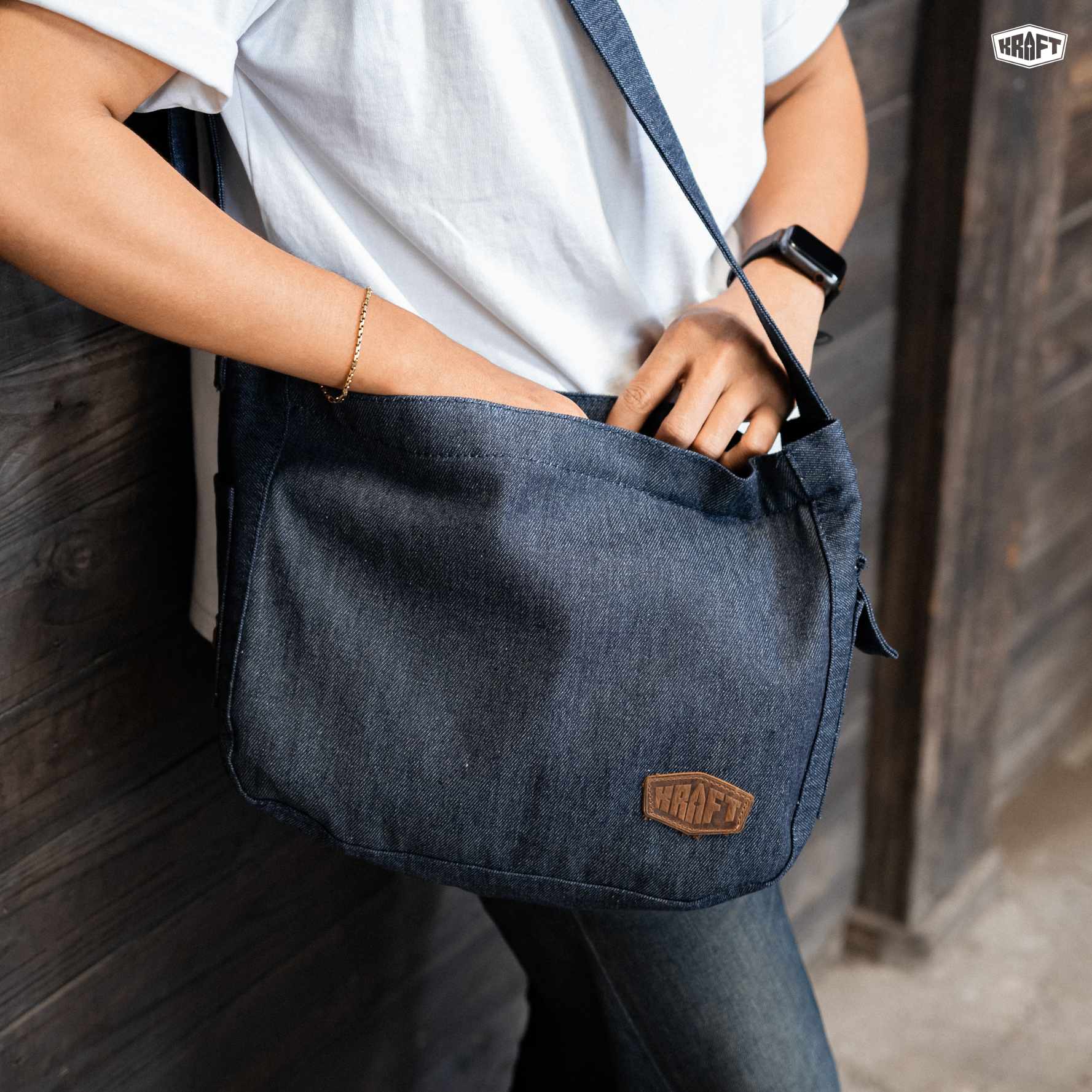 Túi đeo chéo Kraft Cargo Denim (Satchel Bag)