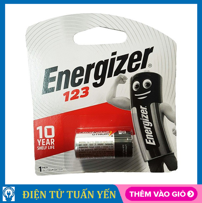 Pin CR123 Energizer Lithium 3V dùng cho máy ảnh (vỉ 1 viên) - Hàng chính hãng