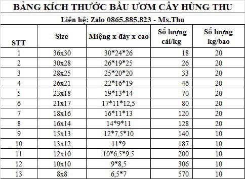 Set 5kg Bịch bầu ươm cây cỡ 36x30