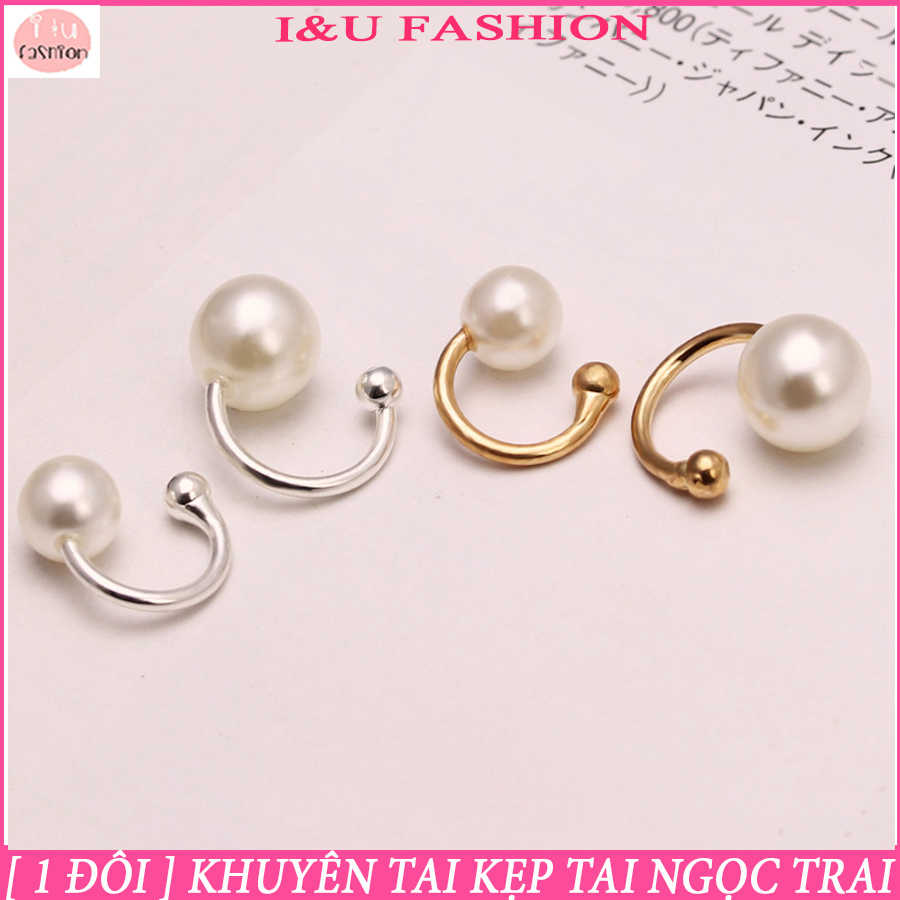 [ 2 CHIẾC ] Khuyên tai bông tai kẹp vành tai không cần bấm lỗ hạt ngọc trai gồm 2 chiếc cho nữ KT-77