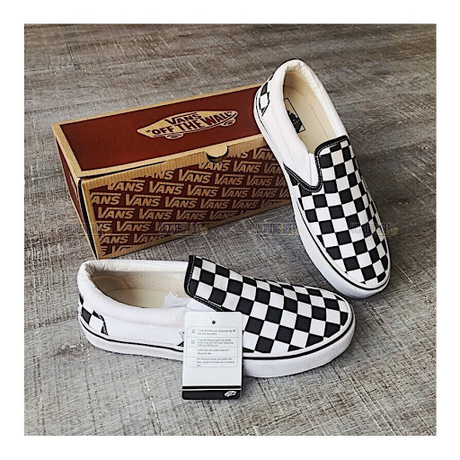 Giày lười vans caro nam nữ Full Box Tag