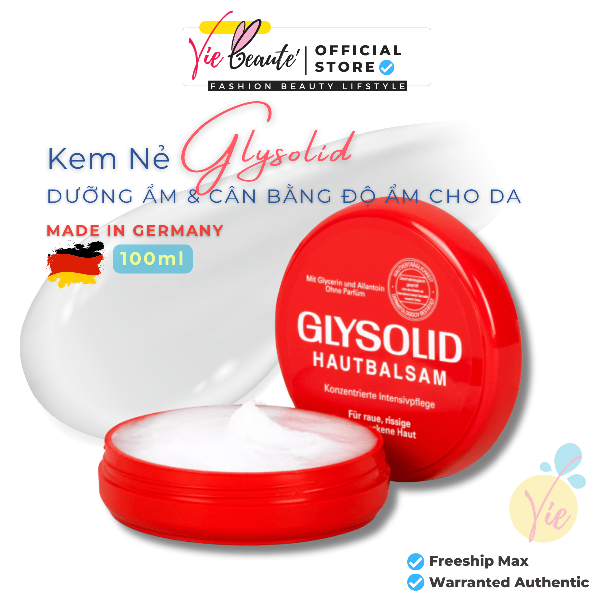 Kem Dưỡng Da Glysolid Hautbalsam Đức - Cấp Ẩm, Trị Nứt Nẻ, Nứt Gót Tay Chân 100ml