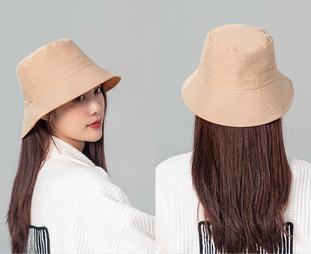 Bucket hats khaki plain color