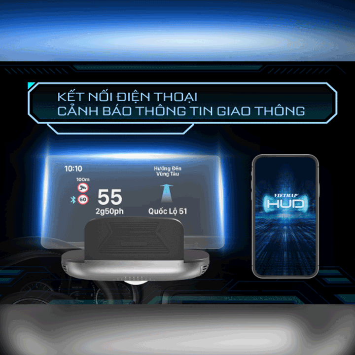 Màn hình hiển thị thông tin Vietmap HUD H1N