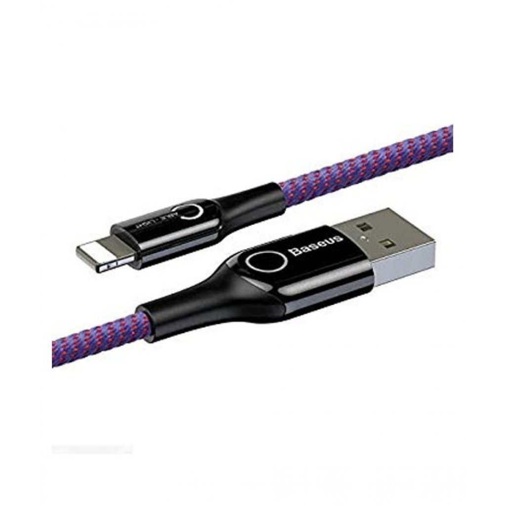 Cáp sạc 2.4A Baseus C-Shaped Lightning dây bện dù tự ngắt thông minh dài 1M cho iPhone