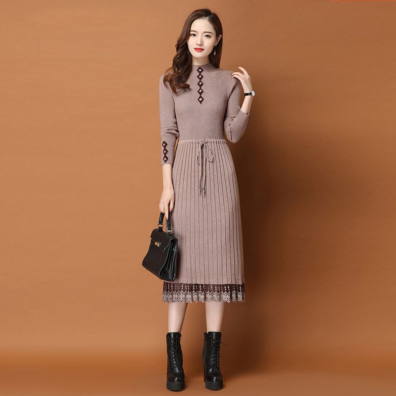Váy len nữ thu đông phong cách Hàn Quốc LEK253