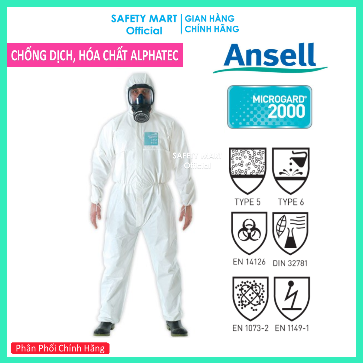 Clothing anti-chemical Ansell Alphatec 2000, anti-exposure, radiation-resistant standard European Lv5 Lv6-genuine goods safety Mart official