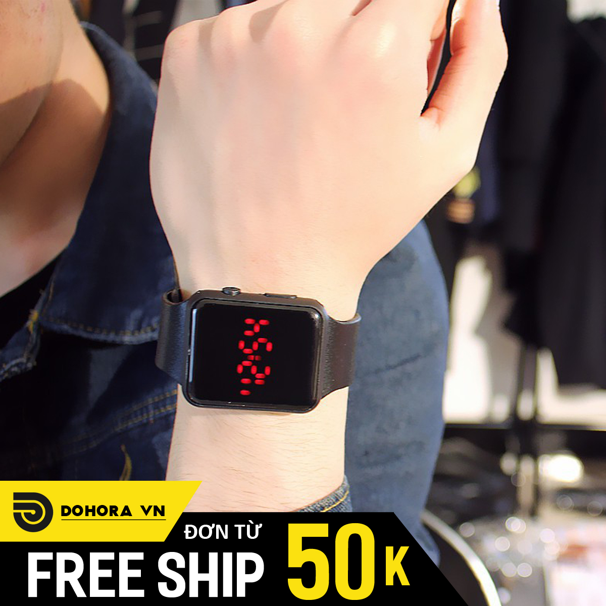 Đồng hồ điện tử cặp đôi Led AP watch Unisex C118 dây cao su bền, đèn cực đẹp