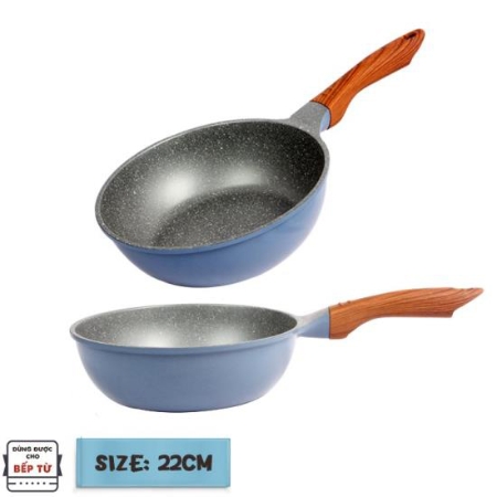 Chảo chống dính vân đá sâu lòng 22cm