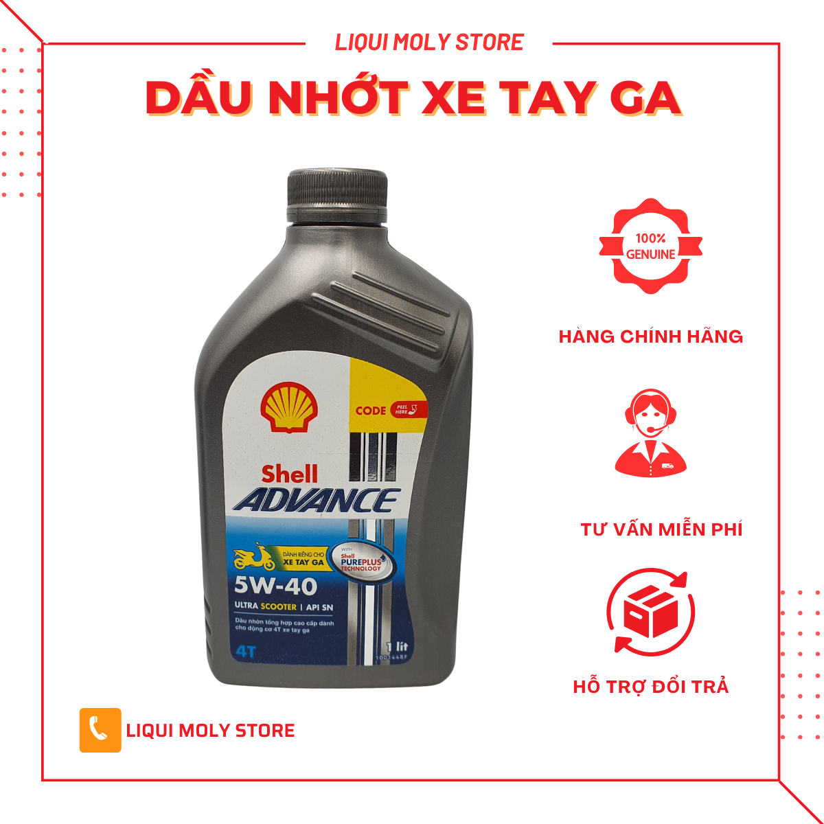 COMBO NHỚT SHELL ADVANCE ULTRA SCOOTER VÀ NHỚT LÁP SHELL THÁI LAN