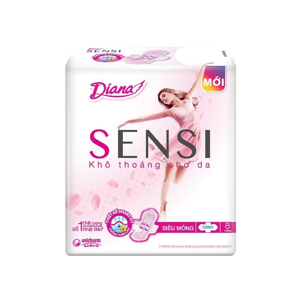 Combo 3 Băng Vệ Sinh Diana Sensi Siêu Mỏng Cánh (8 Miếng/Gói)