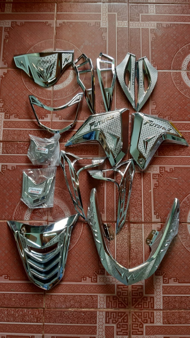 Combo 10 món ốp mạ crom xe future 2018 đến 2020-Hàng Cty (ốp cảng, gác chân sau, cánh gà, đèn trước, đèn sau, xi nhan, mặt nạ, mão, mỏ đuôi dè inox)