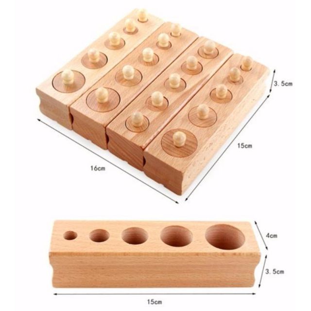 Giáo cụ Montessori - Bộ núm trụ (bản mini dùng tại nhà)