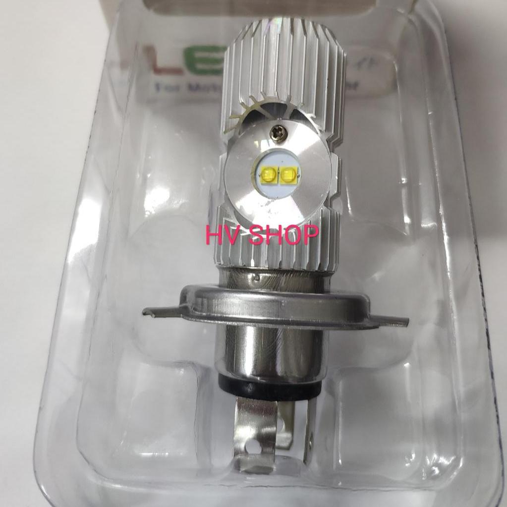 bóng đèn led 3 chân H4/L9E kiểu pittong gắn xe máy ( sáng trắng)