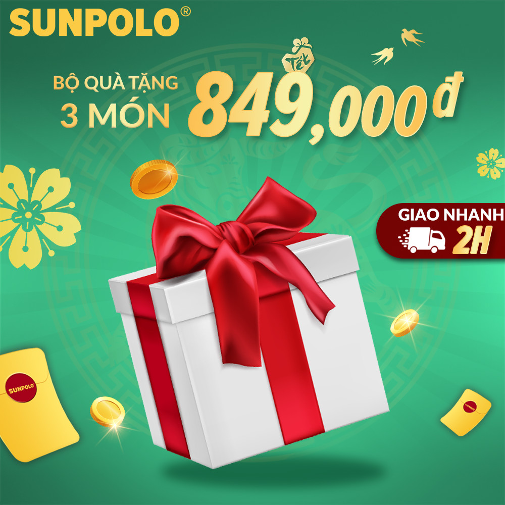 [SUNPOLO] Hộp quà bất ngờ: Giày nam da bò + Quà tặng 2 món phụ kiện da thật cao cấp