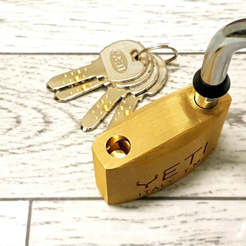Ổ Khóa Đồng Thau YETI 6cm Logo đỏ ( made in Italy )