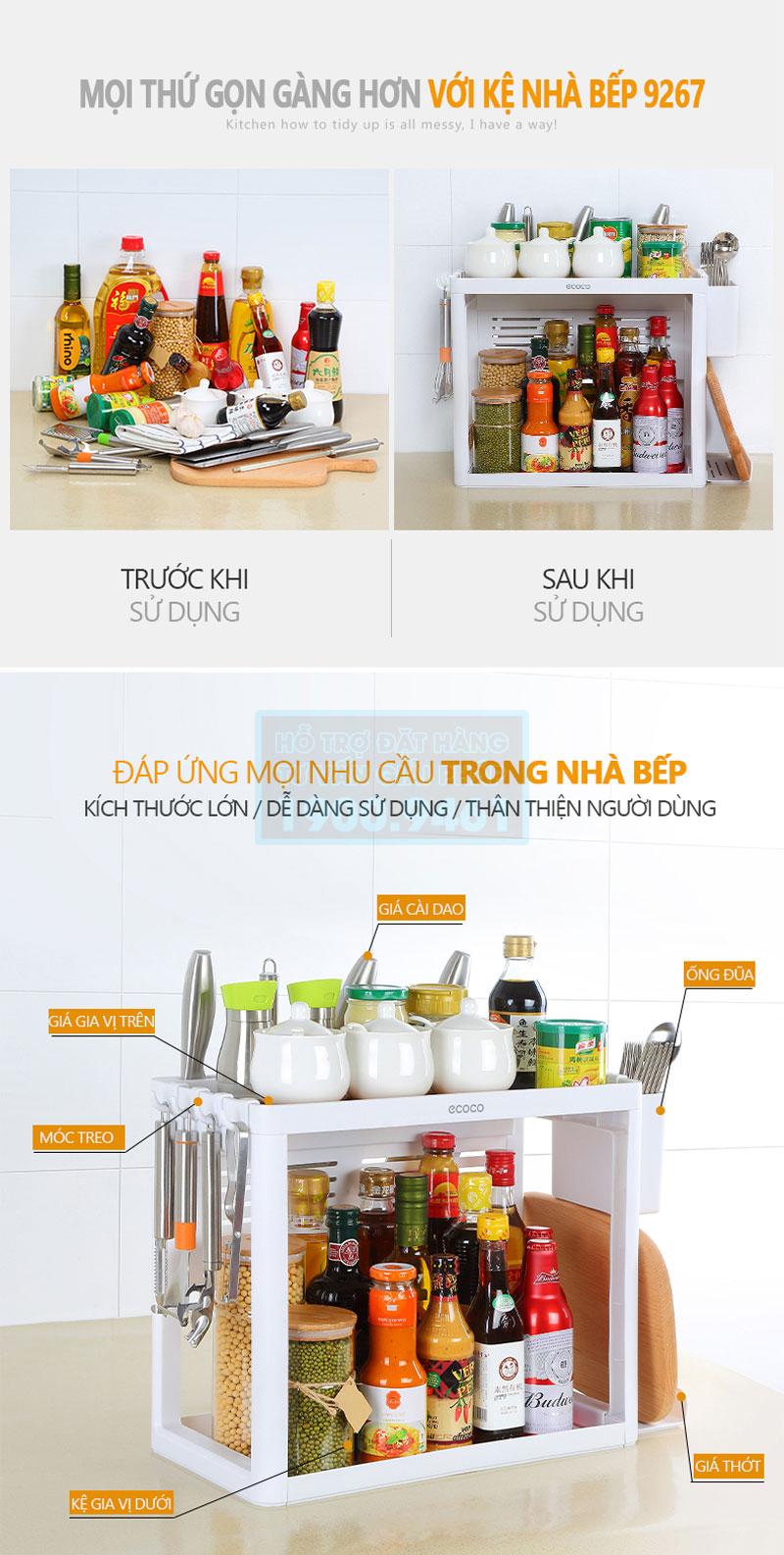 Kệ nhà bếp ECOCO cao cấp 9267