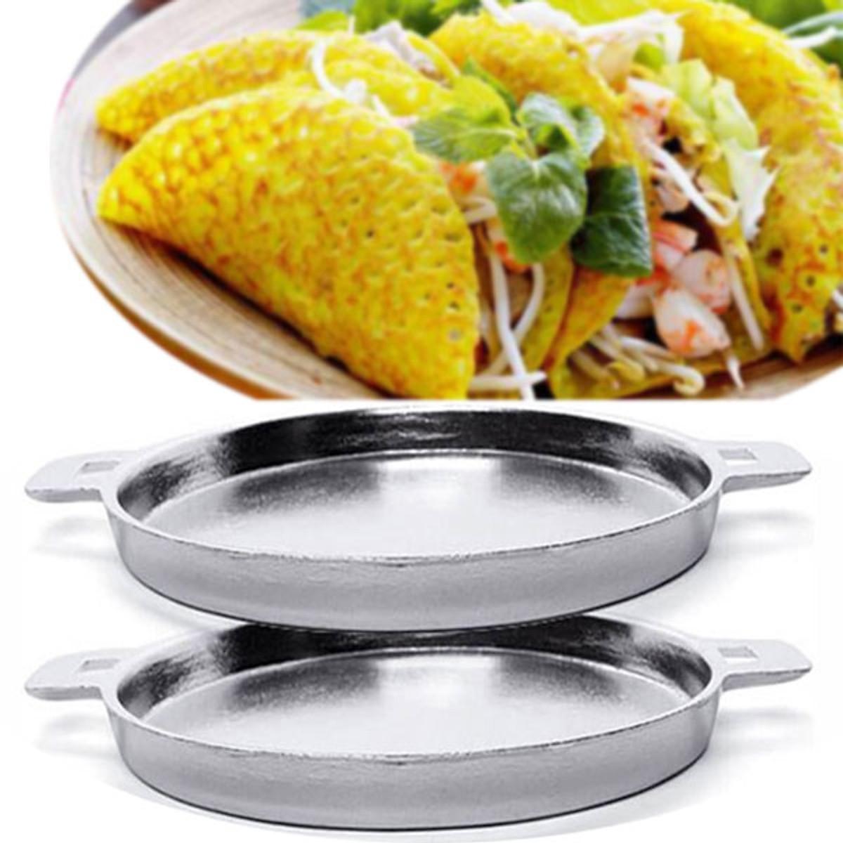 Bộ 2 Chảo Gang (18cm) Làm Bánh Xèo Quảng, Chiên Trứng, Bánh Rán Chống Bể