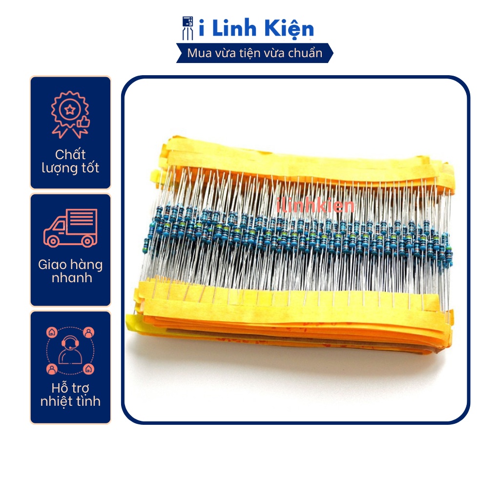 Điện trở vạch 1/4W 220K 1% chân đồng (50c)
