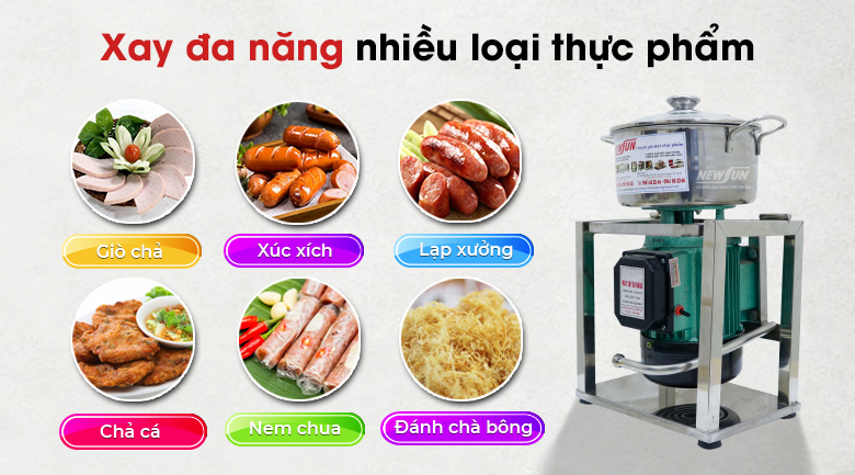 Máy Xay Thịt Làm Giò Chả Mini 0,5kg Newsun, Công suất 750W, Chân Vuông - Hàng Chính Hãng-🎁Qùa Tặng Phụ Kiện