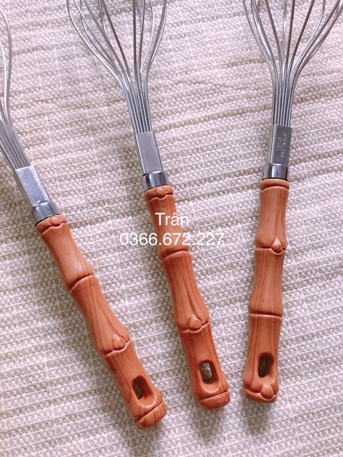 Cây Đánh Trứng Inox Cán Trúc Nhiều Size