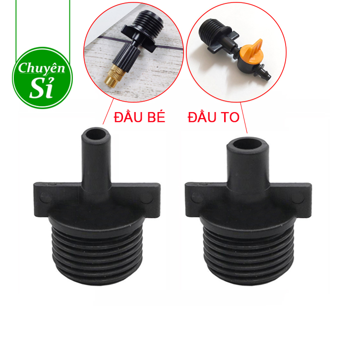 Đầu ren ngoài 21 gắn béc tưới, van khóa hệ thống tưới nhỏ giọt, phun sương, phun mưa. Nối ren 21 ra ống 6
