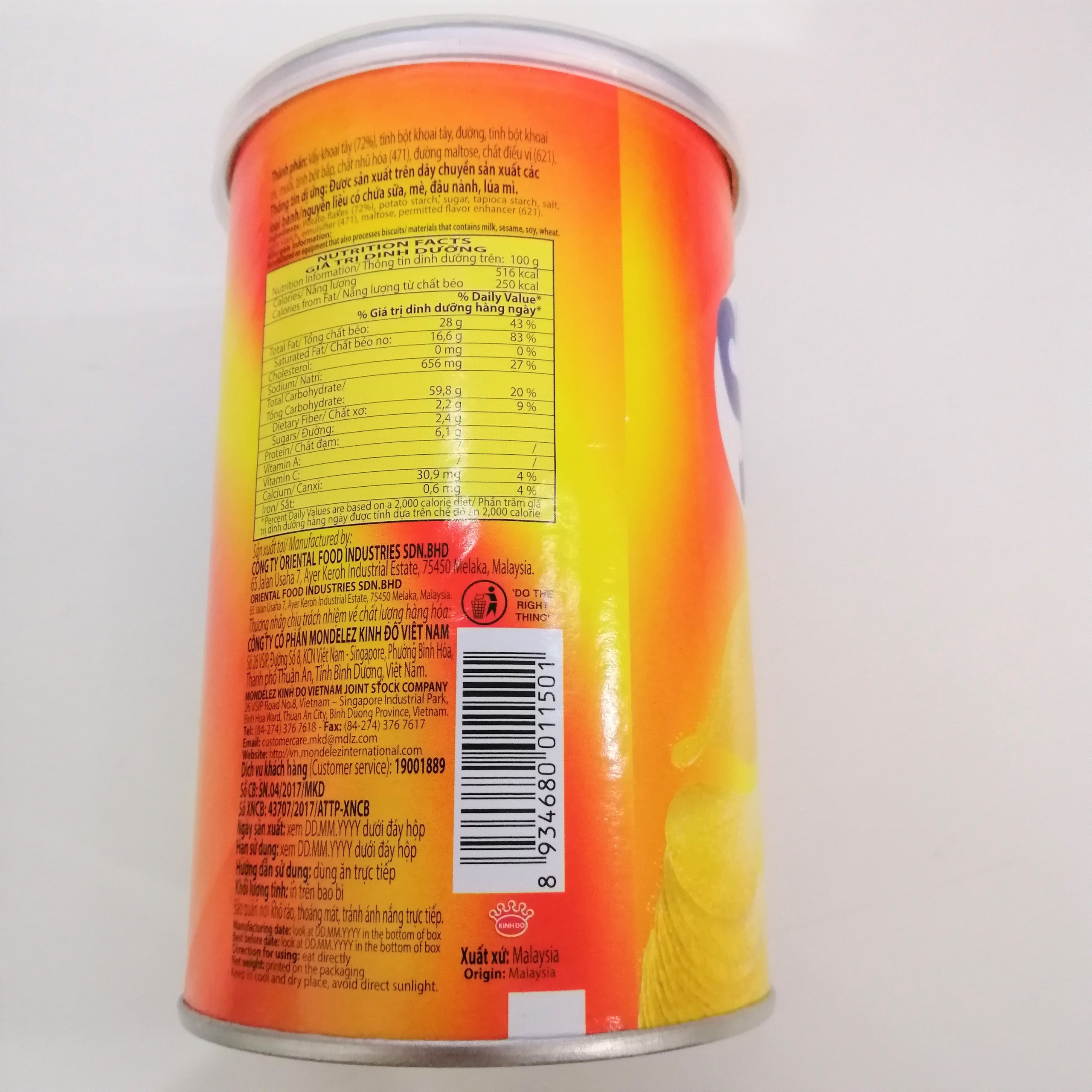 Snack Khoai Tây Slide Vị Tự Nhiên (Lon 65g)