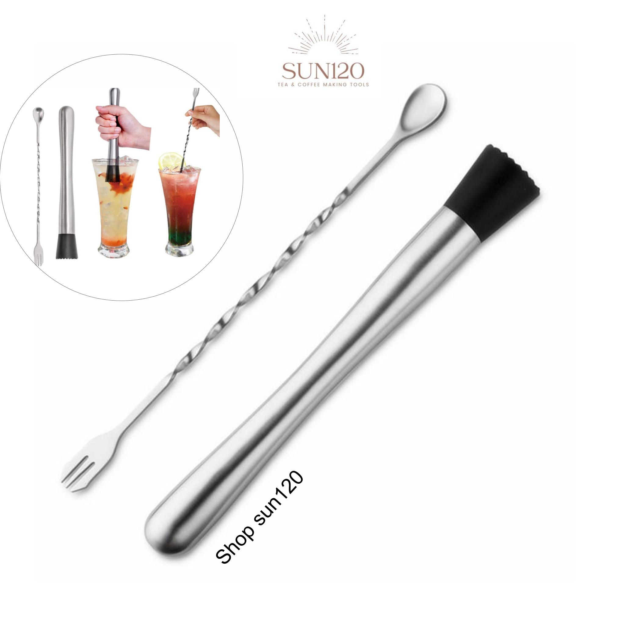 Dụng cụ pha chế trà sữa cocktail chày dầm pha chế hoặc muỗng khuấy hai đầu pha chế bar spoon